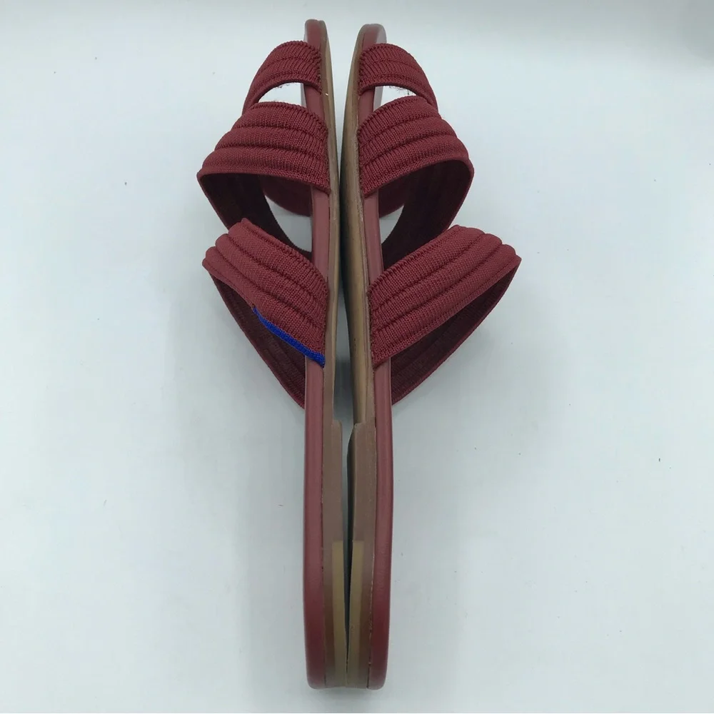 Rothy's Flat Sandals Women's 10 Sangria Red Triple Band Slides Retired Style EUC